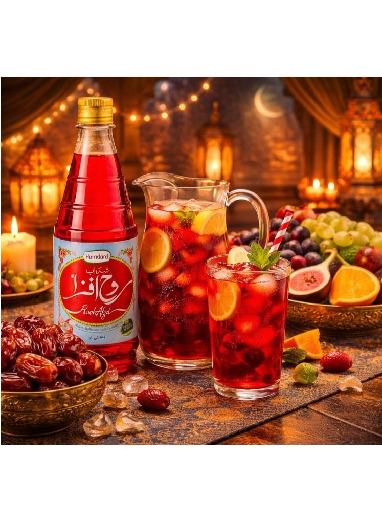 Hamdard Rooh Afza Sharbat Syrup, Rose, 800 ML (Pack of 3) - Image 2